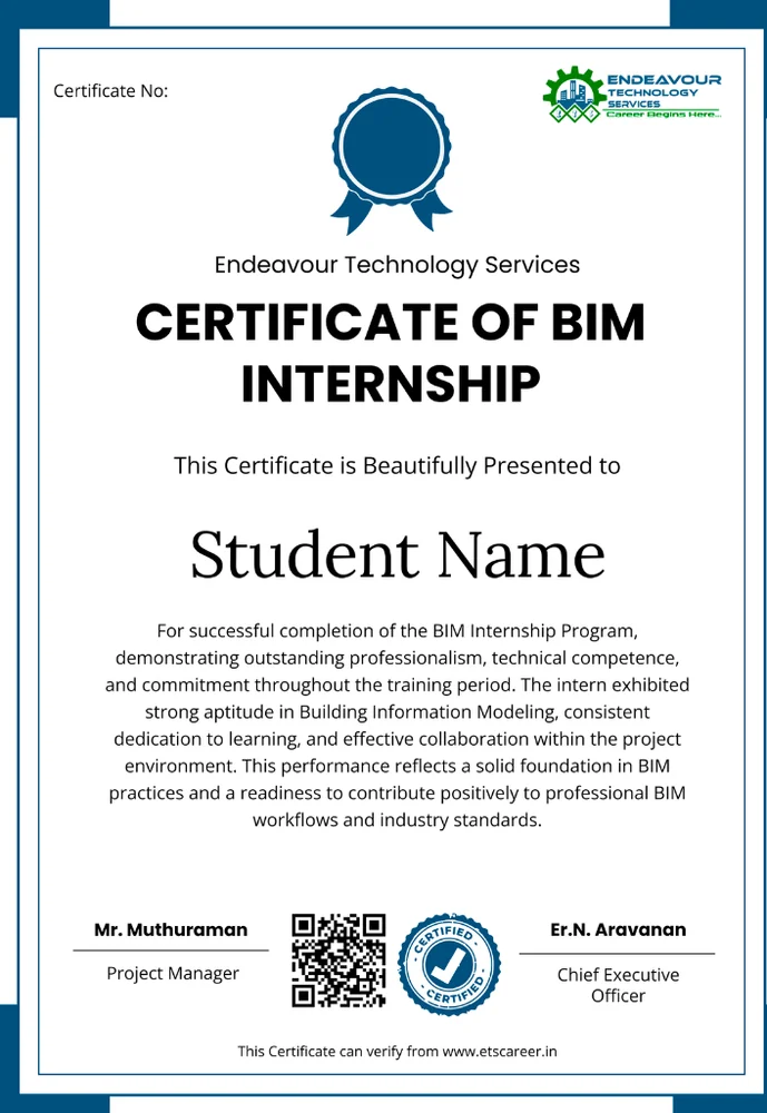 BIM Internship Certificate